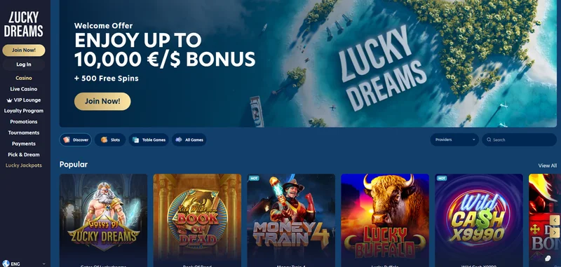 Lucky Dreams Casino bonus interface
